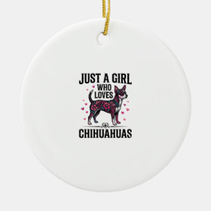 Gewoon een meisje dat van Chihuahuas houdt Vintage Keramisch Ornament