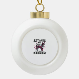 Gewoon een meisje dat van Chihuahuas houdt Vintage Keramische Bal Ornament