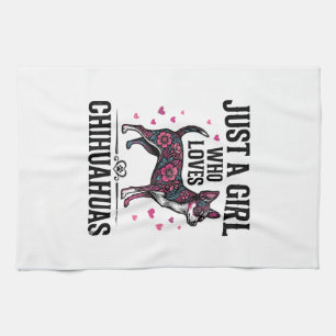 Gewoon een meisje dat van Chihuahuas houdt Vintage Theedoek
