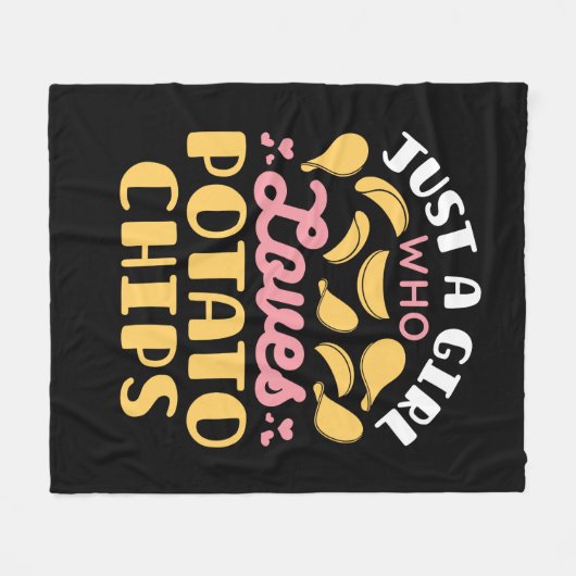 Gewoon een meisje dat van chips houdt fleece deken (Voorkant (Horizontaal))