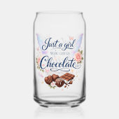Gewoon een meisje dat van chocolade houdt blikvorm glas (Achterkant)