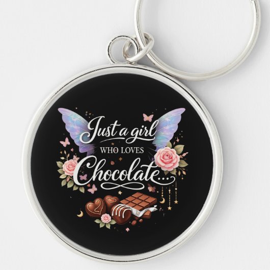 Gewoon een meisje dat van chocolade houdt sleutelhanger (Voorkant)
