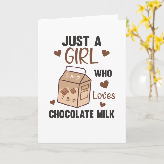 Gewoon een meisje dat van Chocolate Milk Kawaii ho Kaart (Gele Bloem)