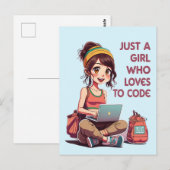 Gewoon een meisje dat van coderen houdt briefkaart (Voorkant / Achterkant)
