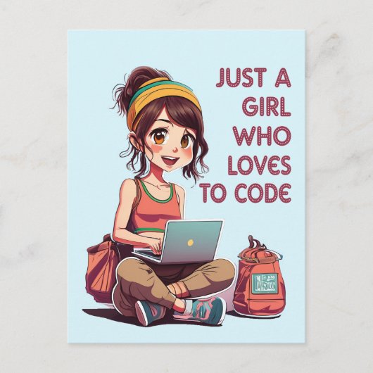 Gewoon een meisje dat van coderen houdt briefkaart (Voorkant)