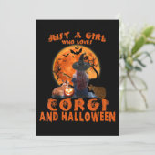Gewoon een meisje dat van Corgi-hond en Halloween Kaart (Staand voorkant)