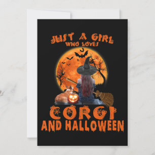 Gewoon een meisje dat van Corgi-hond en Halloween  Kaart