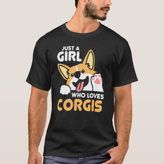 Gewoon een meisje dat van Corgis Cool Graphic houd T-shirt (Voorkant)