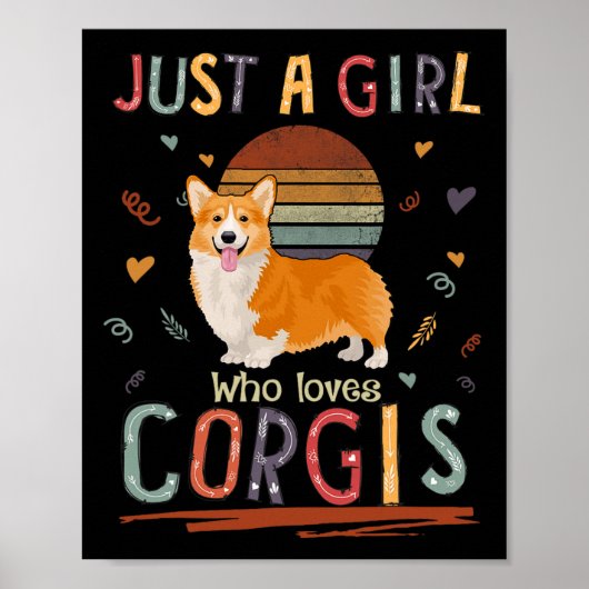 Gewoon een meisje dat van Corgis Funny Corgi houdt Poster (Voorkant)