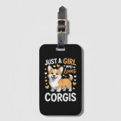 Gewoon Een Meisje Dat Van Corgis Houdt Bagagelabel (Voorkant (verticaal))