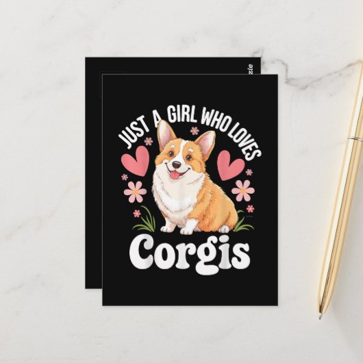Gewoon een meisje dat van Corgis houdt Briefkaart (Voorkant / Achterkant in situ)