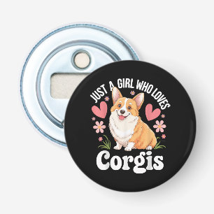 Gewoon een meisje dat van Corgis houdt Button Flesopener