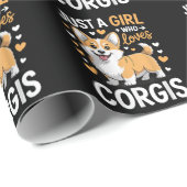 Gewoon een meisje dat van Corgis houdt Cadeaupapier (Rol Hoek)