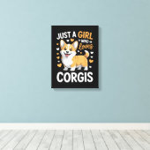 Gewoon Een Meisje Dat Van Corgis Houdt Canvas Afdruk (Insitu (Houten vloer))