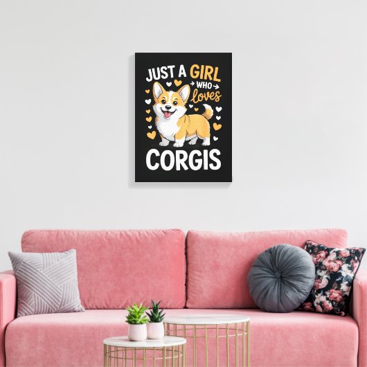 Gewoon Een Meisje Dat Van Corgis Houdt Canvas Afdruk (Insitu (Woonkamer))