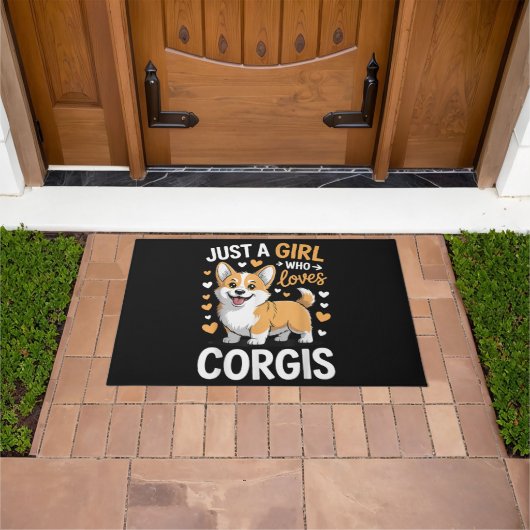 Gewoon een meisje dat van Corgis houdt Deurmat (Buiten)