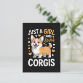 Gewoon Een Meisje Dat Van Corgis Houdt Feestdagenkaart (Staand voorkant)