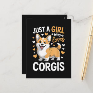 Gewoon Een Meisje Dat Van Corgis Houdt Feestdagenkaart