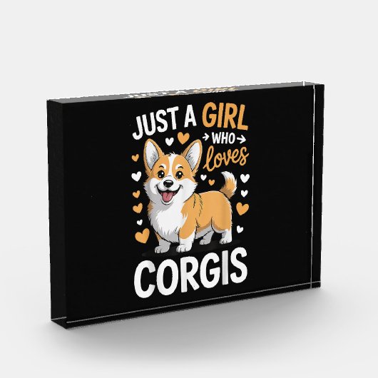 Gewoon Een Meisje Dat Van Corgis Houdt Fotoblokken (Links)