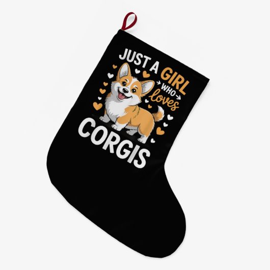 Gewoon Een Meisje Dat Van Corgis Houdt Grote Kerstsok (Voorkant (Hangend))