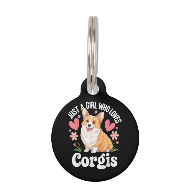 Gewoon een meisje dat van Corgis houdt Huisdierpenning (Voorkant)