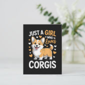 Gewoon Een Meisje Dat Van Corgis Houdt Kaart (Staand voorkant)