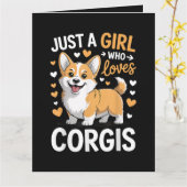 Gewoon Een Meisje Dat Van Corgis Houdt Kaart (Gele Bloem)