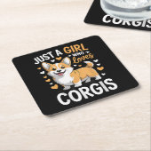 Gewoon Een Meisje Dat Van Corgis Houdt Kartonnen Onderzetters (Schuin)