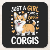 Gewoon Een Meisje Dat Van Corgis Houdt Kartonnen Onderzetters (Voorkant)