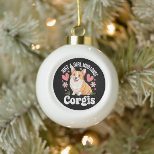 Gewoon een meisje dat van Corgis houdt Keramische Bal Ornament
