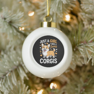 Gewoon Een Meisje Dat Van Corgis Houdt Keramische Bal Ornament