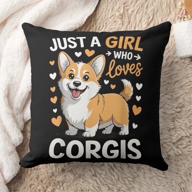 Gewoon een meisje dat van Corgis houdt Kussen (Deken)