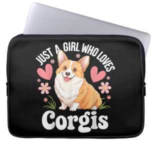 Gewoon een meisje dat van Corgis houdt Laptop Sleeve