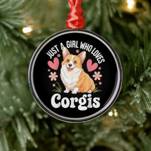 Gewoon een meisje dat van Corgi's houdt Metalen Ornament