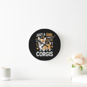 Gewoon Een Meisje Dat Van Corgis Houdt Ronde Klok (Huis)