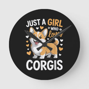 Gewoon Een Meisje Dat Van Corgis Houdt Ronde Klok