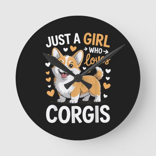 Gewoon Een Meisje Dat Van Corgis Houdt Ronde Klok (Voorkant)