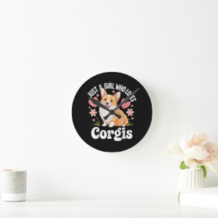 Gewoon een meisje dat van Corgis houdt Ronde Klok