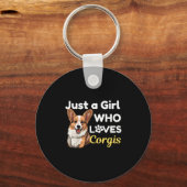 Gewoon een meisje dat van Corgis houdt Sleutelhanger (Voorkant)