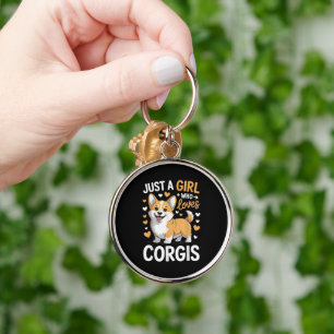 Gewoon een meisje dat van Corgis houdt Sleutelhanger