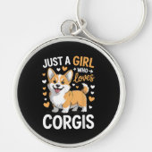 Gewoon een meisje dat van Corgis houdt Sleutelhanger (Voorkant)