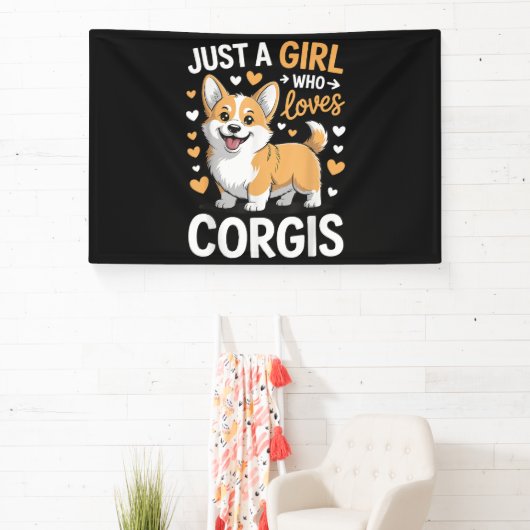 Gewoon Een Meisje Dat Van Corgis Houdt Spandoek (Insitu)