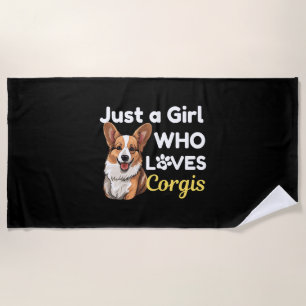 Gewoon een meisje dat van Corgis houdt Strandlaken