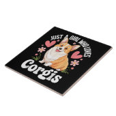 Gewoon een meisje dat van Corgis houdt Tegeltje (Zijkant)