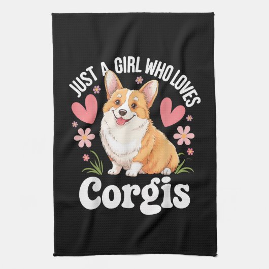 Gewoon een meisje dat van Corgis houdt Theedoek (Verticaal)