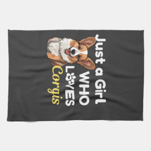 Gewoon een meisje dat van Corgi's houdt Theedoek