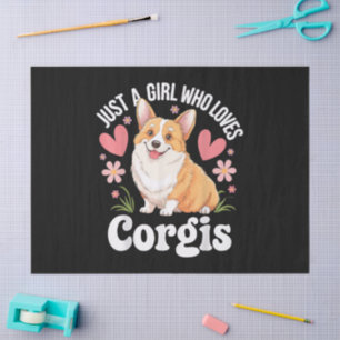 Gewoon een meisje dat van Corgis houdt Tissuepapier