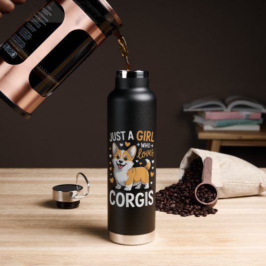 Gewoon een meisje dat van Corgis houdt Waterfles (Koffie (Gedraaid)  )