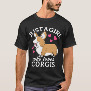 Gewoon een meisje dat van Corgis Women Kinder houd T-shirt