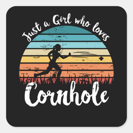 Gewoon een meisje dat van Cornhole Gift Mam houdt Vierkante Sticker (Voorkant)